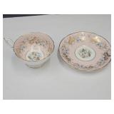 Coalport Strange Orchid Pink/ Gold/Leaf Cup/Saucer