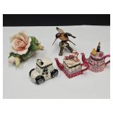 Porcelain Enamel Hummingbird Trinket Box & Ceramic