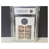 WWII German Stamp Block MNH & 10 Coin