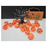 Cast Iron Tree 12"h, Witch Sign,Mini Treat Pails