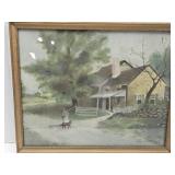 Antique Signed 20 x 26 Lady w Dog Pastel