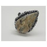 Unmarked 925 Silver & Agate? Ring Sz 8