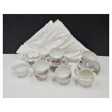 10 Japan Porc.cups, 11 Saucers, 1Sugar Bowl, Cream