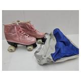 Size 41  Pink Glitter Roller Skates w Bag