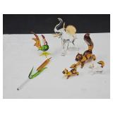 Art Glass Squirrels, Elephnst & Rooster+
