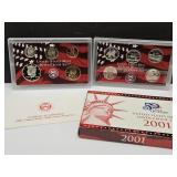 2001 United  States Mint Silver Proof Set Coins
