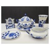 Blue & White Soup Tureen, Gravy Boat, Letter Hold
