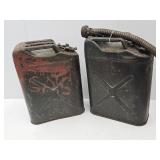 2 Metal Jerry Cans Oil Trans. WWII Era Equipment