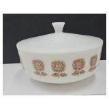 VTG Glass Sun Flower Casserole Serving Bowl