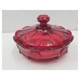 Fostoria Ruby Red Coin 6.5" Candy Dish