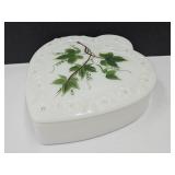 Fostoria Milk Glass Heart Shaped Trinket 7 1/4"