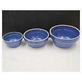 Clay Pottery 3 PC Nesting Bowl Set  7" to 10"