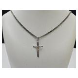 925 Sterling Silver  Crucifix Cross 23" Chain
