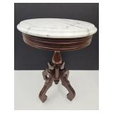 Antique Plant Table with Marble Top  14 x 18.5" h