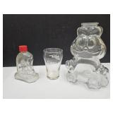 Glass Garfield Bank 8"h Coke Glass & Horse Bottle