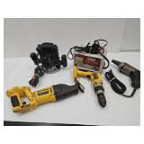 Dayton Charger, Router, Drill ,DeWalt As Is+