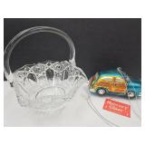 Smith Glass Basket & DEPT 56 Hand Blown Car