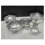 Lot  VTG Hammered Aluminum & Glass Pans