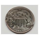 1864 Two Cent Piece Coin