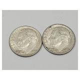 2 Silver Roosevelt Dimes See Dates