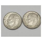 2 Silver Roosevelt Dimes See Dates