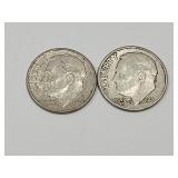 2 Silver Roosevelt Dimes See Dates