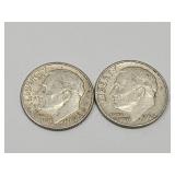 2 Silver Roosevelt Dimes See Dates