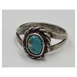 Sterling Ring & Turquoise SZ 2 3/4
