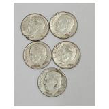 5 Silver Roosevelt Dime Coins