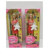 2 Coca-Cola Party Barbies w Box