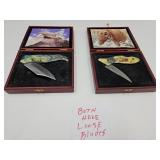 2  Eagle & Bear Pocket Knives with Wood Boxes