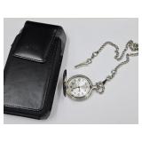 Pocket Watch & Leather Phone Case w Clip