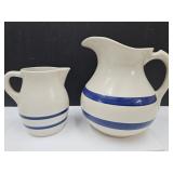 Roseville Ohio R.R.P. Pottery Pitchers 6" & 8.5" H