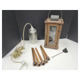 12"  Candle Lantern, Wood Spools & Ball Jar Light