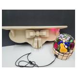 Stained GlassLamp Shade Needs Repaired 9" & Shelf