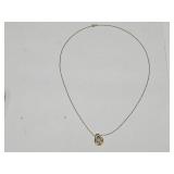 10K Gold Diamond Pendant + 10K Gold Necklace 2.2G