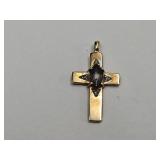 10K Gold CRoss Pendant Mystic Topaz Stone 1.1G