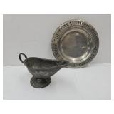 Pewter Gravy Boat & Wilton Love & Wealth Plate