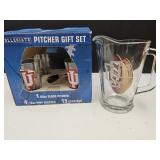 IU Indiana Glass Pitcher, Glasses & Coasters