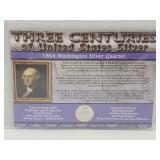 1964 Silver Washington Quarter Coin In Display