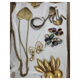 Costume Jewelry Lot Earrings, Heart Necklace