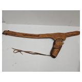 VTG Brown Leather Western  Belt & Gun Holster Sz S