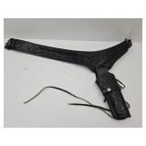 VTG Black Leather Western Belt & Gun Holster Sz S
