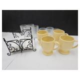 Napkin Holder, Set of 8 Glasses & Mugs