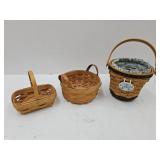 3 Longaberger Baskets up to 6 1/2"W