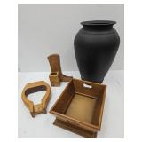 Wood Western Art & 14"H Vase