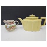 Yellow Tea Pot & Rural England Creamer