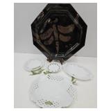 Dragonfly Hexagone Pottery Platter 18" & Plates