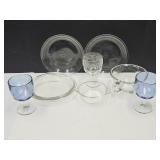 3 Glass Goblets, 7Pc Glass Dish Set (See Pics)