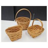 3 Longaberger Baskets Up to 5.5"w